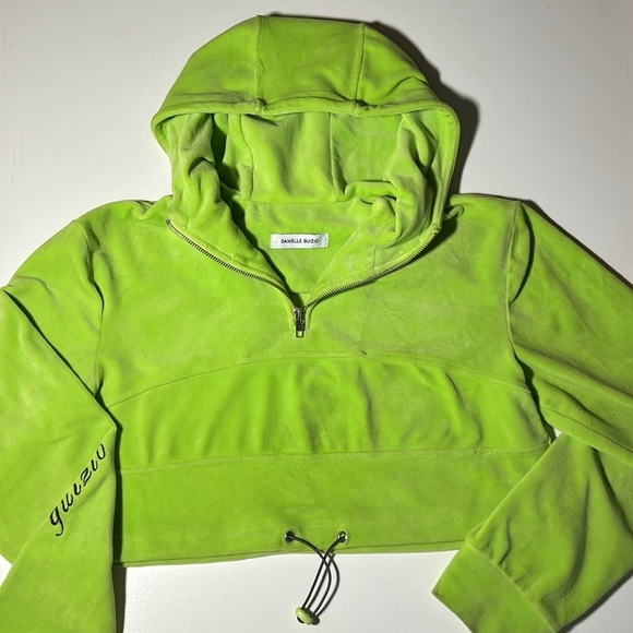 Danielle Guizio Green Velvet Cropped Pull Over Sz S E - Picture 5 of 7